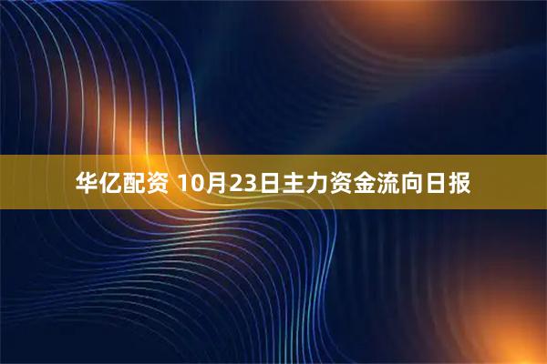 华亿配资 10月23日主力资金流向日报